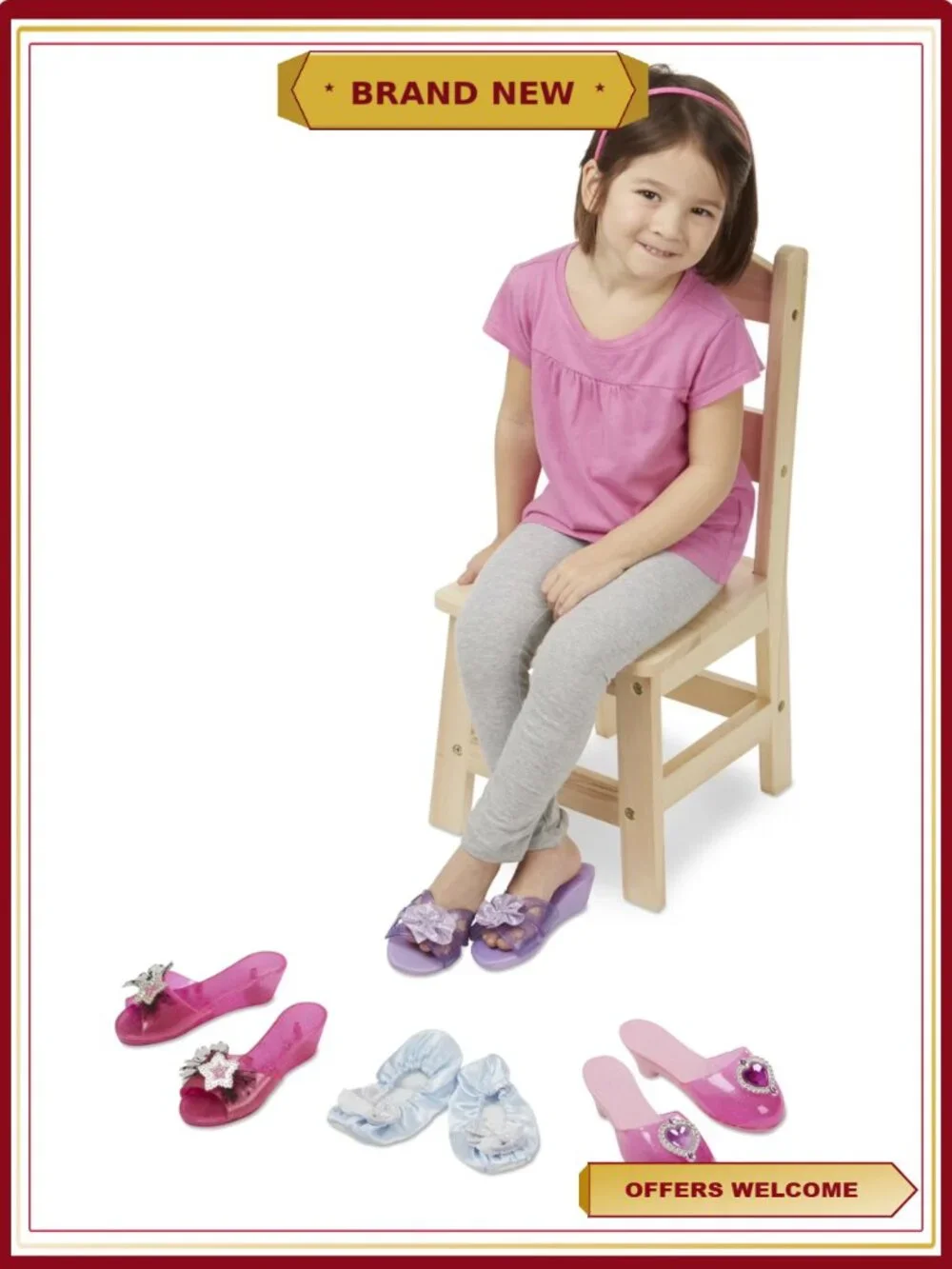 Melissa & Doug Dress-Up Shoes Set 4 Pairs Role Play Costume Accessories